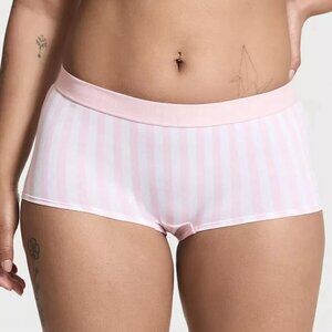 Victoria's Secret Pink & White Logo Cotton Boyshort Panty Size XL NEW